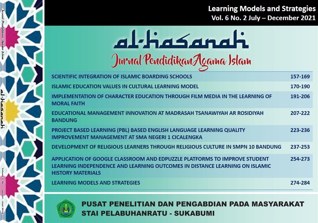 					View Vol. 6 No. 2 (2021): Al-Hasanah : Jurnal Pendidikan Agama Islam
				